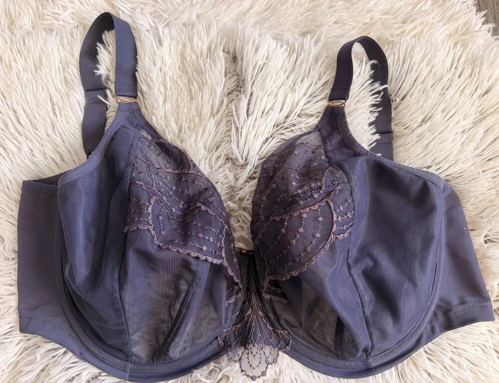 Elomi 36L Underwire Plunge Lace & Glitter Detail Priya Women's Bra Storm Wire